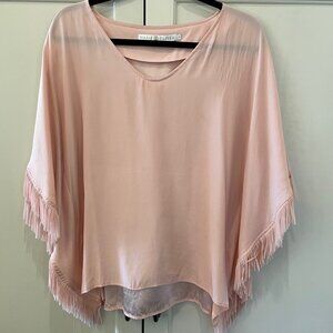 Marie Oliver Silk Fringe Top in Light Pink, Size S